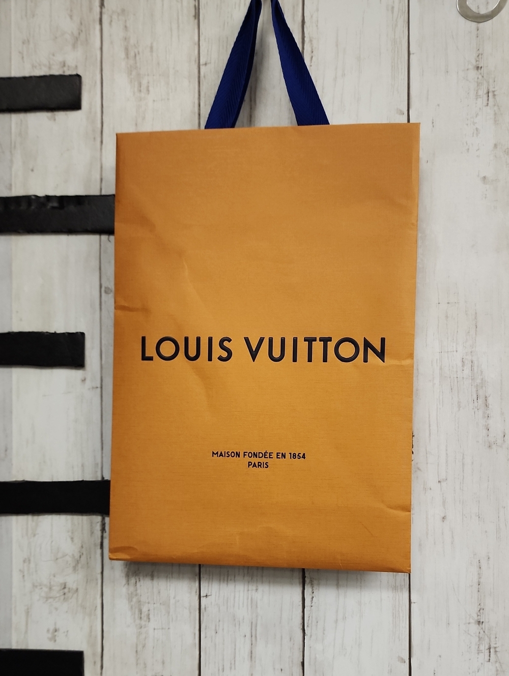 Louis Vuitton Orange Gift/Shopping Bag with Blue Ribbon Handles